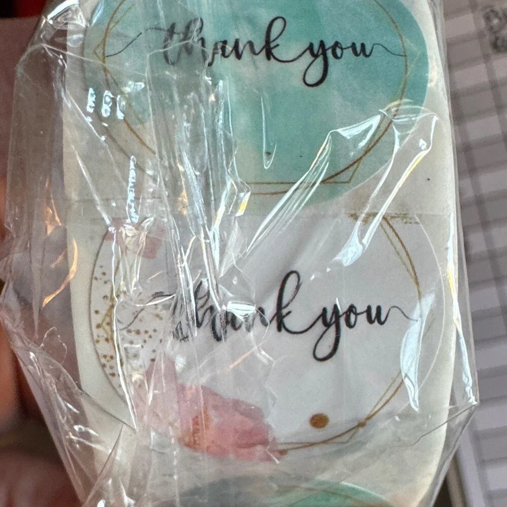 Watercolor Thank You Stickers Roll 60 Labels Pastel Packaging Seals